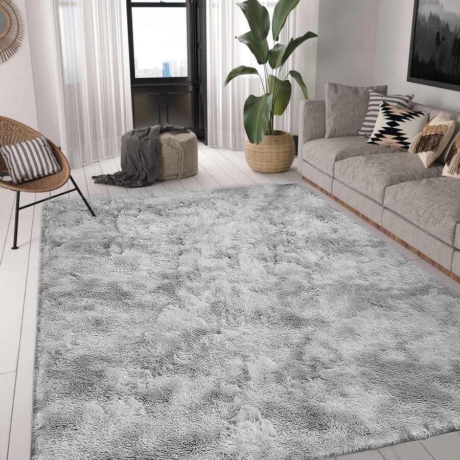 Hoogpolig Vloerkleed Modern en Zacht 1 stuk Grijs-wit 160 x 200 cm