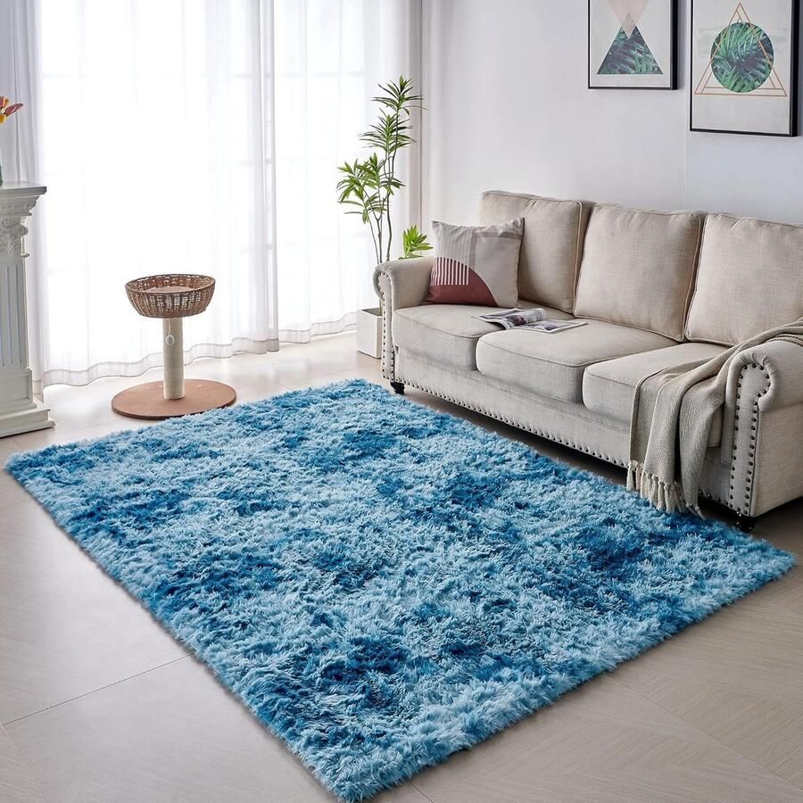Hoogpolig Vloerkleed Modern en Zacht 1 stuk Marineblauw 200 x 300