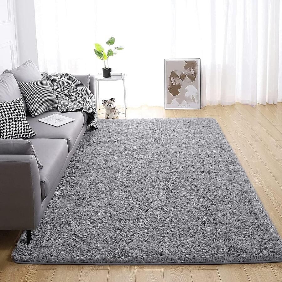 Zacht Shaggy Vloerkleed Modern en Anti-slip 1 stuk Grijs 120x160cm