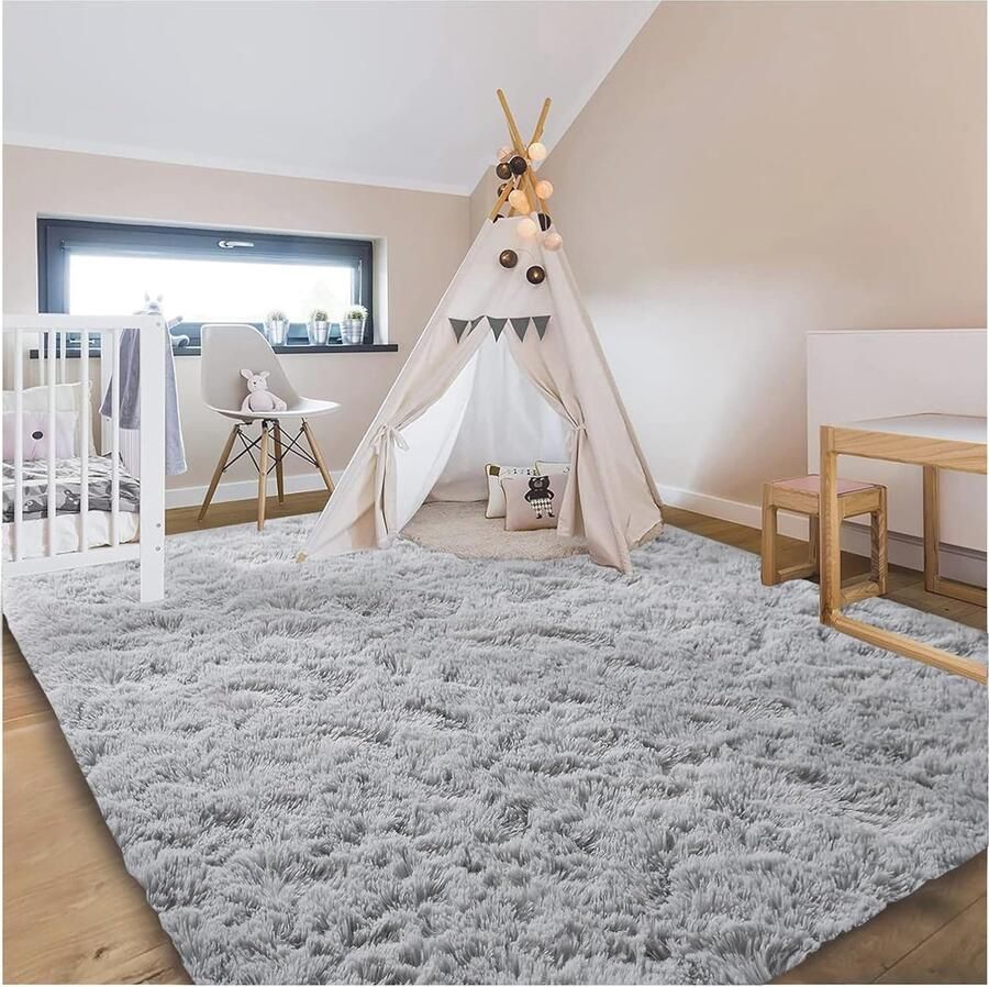 Wollig Hoogpolig Vloerkleed 120 x 160 cm Zacht Antislip Tapijt voor Woonkamer