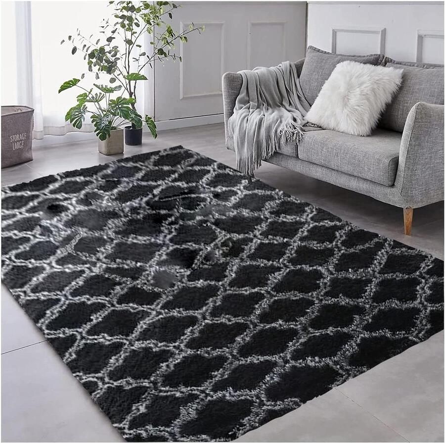 Hoogpolig wasbaar Vloerkleed 80 x 160 cm moderne tapijten antislip onderkant zacht grijs 120 x 200 cm