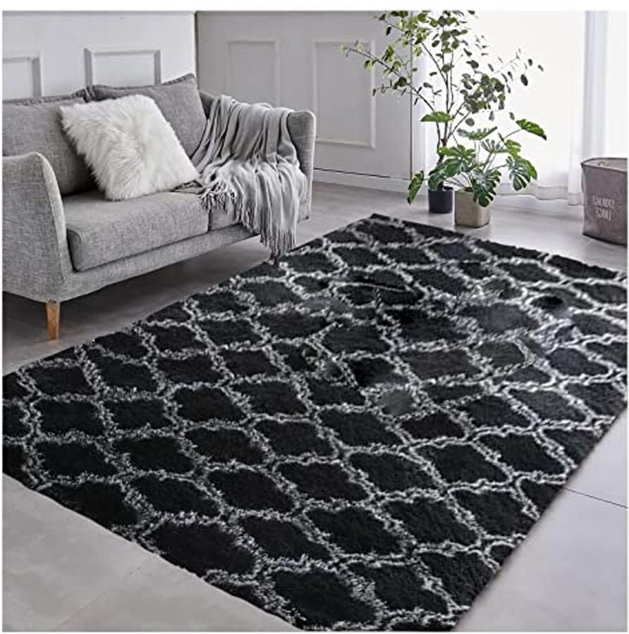 Hoogpolig Wasbaar Vloerkleed voor Woonkamer 80 x 160 cm Antislip en Zacht