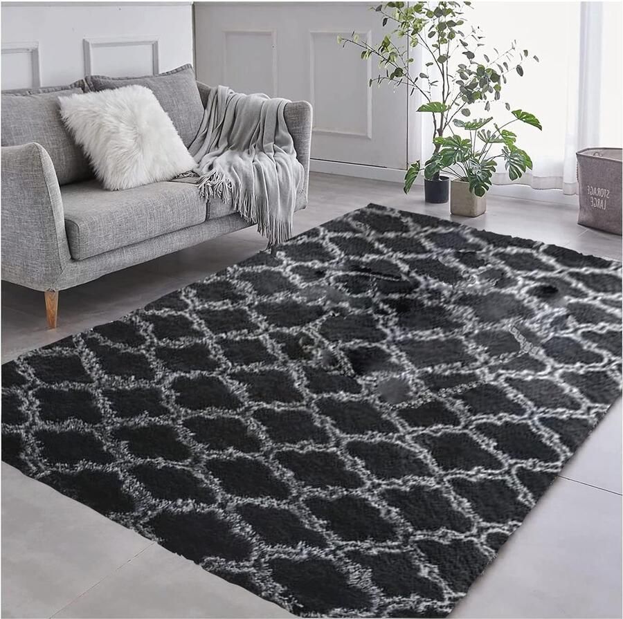 Hoogpolig Wasbaar Vloerkleed voor Woonkamer Zacht & Antislip 80 x 160 cm