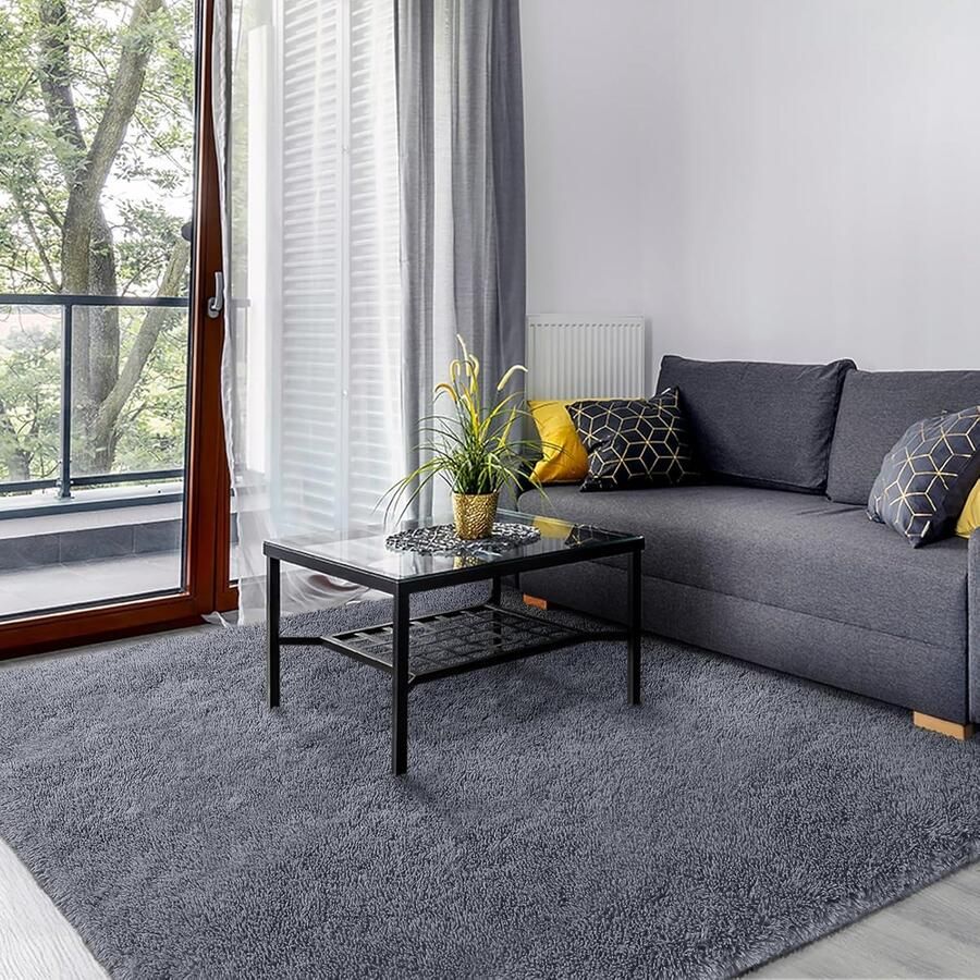 Hoogpolig Woonkamer Tapijt Wasbaar Antislip Pluche 1 stuk Grijs 240x300 cm
