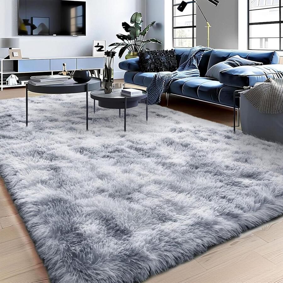 BSGIFT Hoogpolig tapijt grijs 160x230 Shaggy woonkamertapijt pluizig langpolig woonkamertapijt hoogpolig tapijt antislip moderne extra grote tapijten voor slaapkamer en kinderkamer - Foto 2