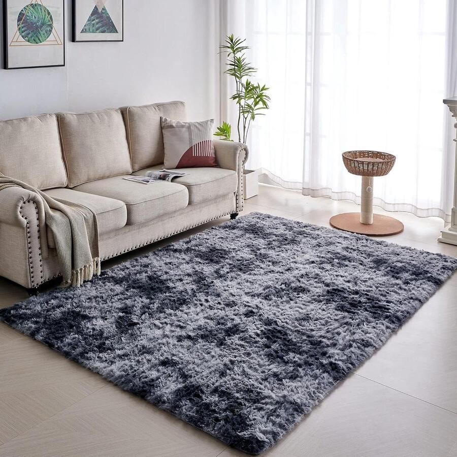 Hoogpolig woonkamertapijt modern 1 stuk donkergrijs 160 x 230 cm