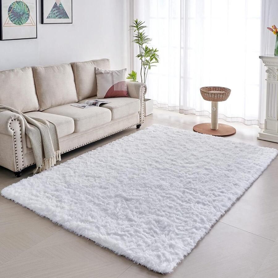 Hoogpolig Woonkamertapijt Modern en Zacht 1 stuk Puur Wit 160 x 230 cm