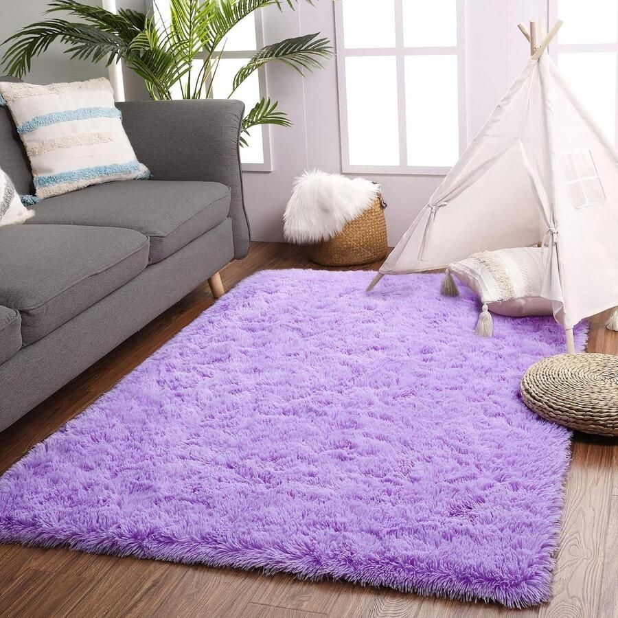 Hoogpolig woonkamertapijt Modern shaggy vloerkleed 1 stuk Paars 80 x 150 cm