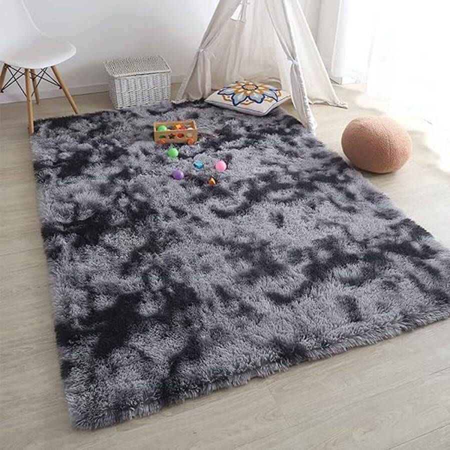 Hoogpolig woonkamertapijt shaggy halloper modern wollig zacht groot vloerkleed woonkamerdecoratie slaapkamer kinderkamer (160 x 230 cm donkergrijs)