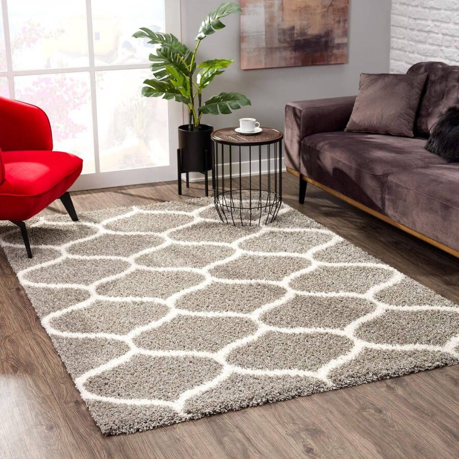 Merk los hoogpolige tapijten voor woonkamer slaapkamer keuken Morocco grijs maat: 140x200 cm
