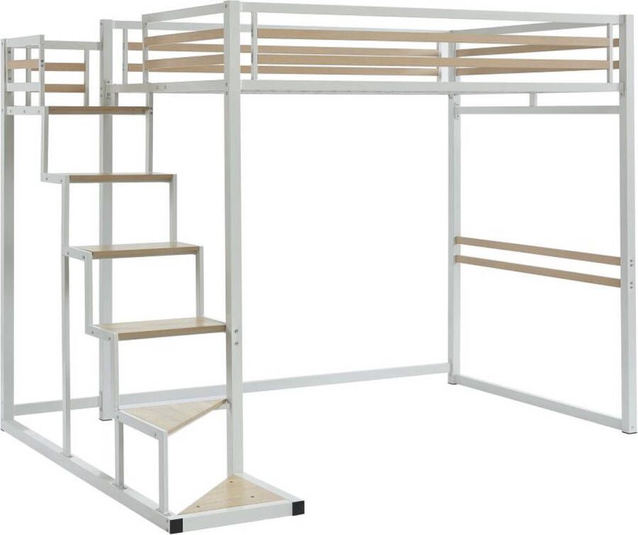 Vente-unique Hoogslaper 140 x 200 cm Metaal en mdf Wit JOGUI L 260.5 cm x H 197 cm x D 198 cm