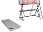 Hoogslaper 90 x 190 cm Met bureau Metaal Zwart en rood + Matras SUPIA L 197.5 cm x H 184 cm x D 148 cm - Thumbnail 2