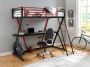 Hoogslaper 90 x 190 cm Met bureau Metaal Zwart en rood SUPIA L 197.5 cm x H 184 cm x D 148 cm - Thumbnail 1