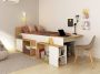 Hoogslaper 90 x 200 cm met bureau en opbergruimte Wit en naturel PALOMA L 238.9 cm x H 95.5 cm x D 117.6 cm - Thumbnail 3