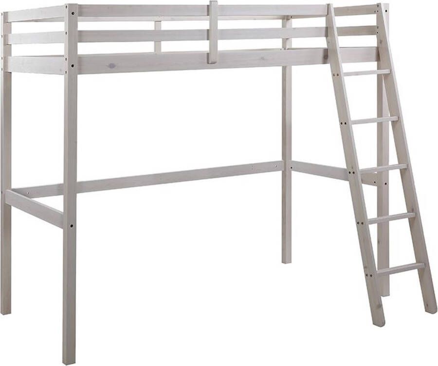 Vente-unique Hoogslaper GEDEON 90 x 190 cm Massief grenen Gebleekt L 198 cm x H 176 cm x D 140 cm - Foto 2