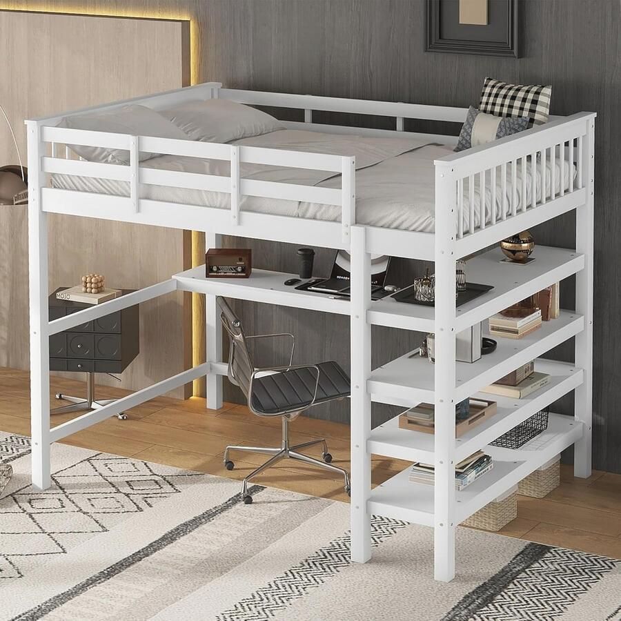 Hoogslaper met Bureau en Opbergvakken Kinderhoogslaper 140 x 200 cm