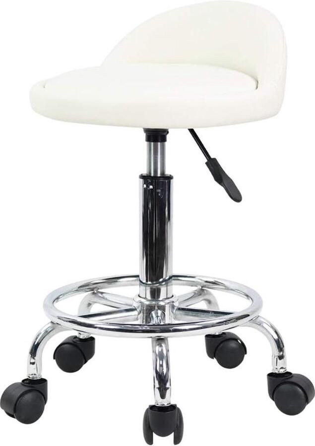 Hoogte verstelbare draaibare kruk PU-leer Wit Kruk