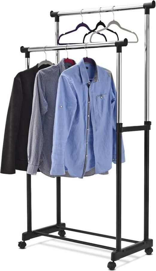 Hoogte verstelbaar kledingrek met wieltjes Duurzaam en multifunctioneel