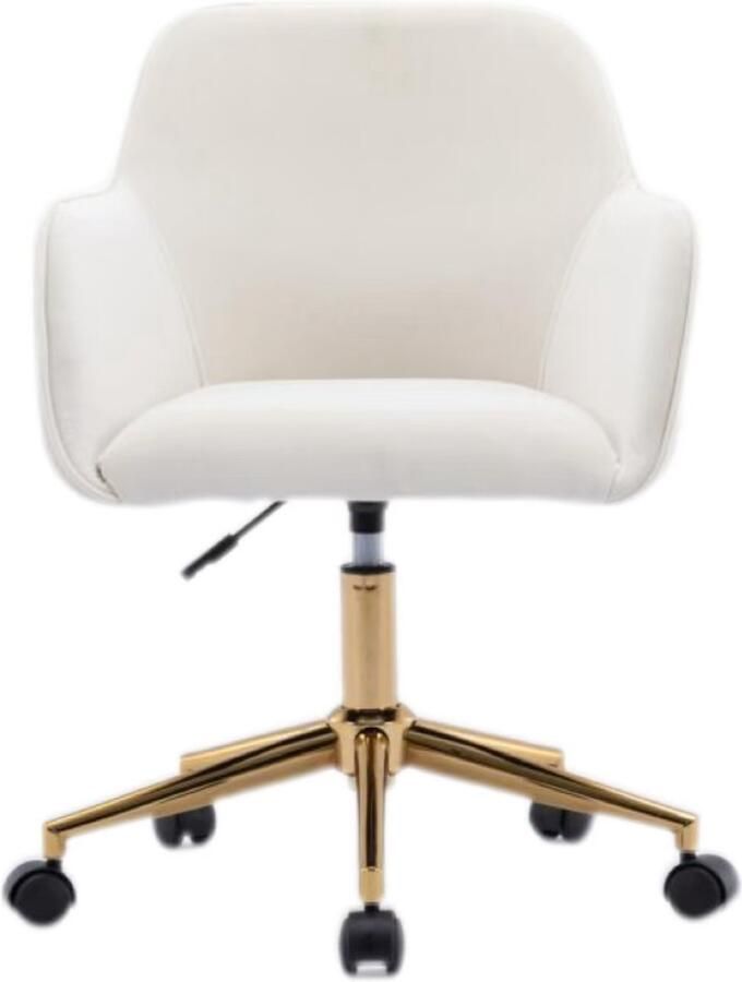 Zonder merk Gotagee in hoogte verstelbare bureaustoel van fluweel met gouden poten ivoor