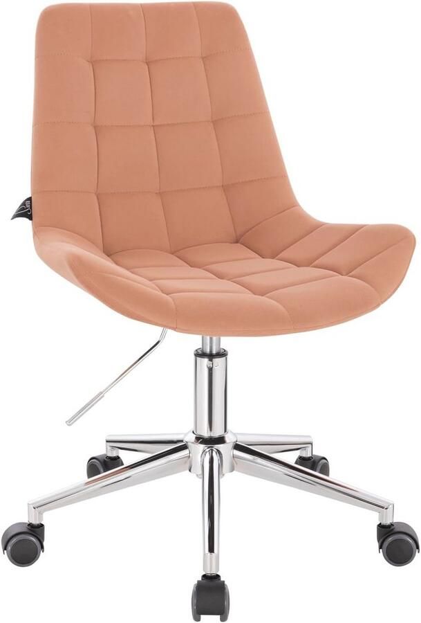 Hoogte verstelbare bureaustoel voor kinderen Fluwelen draaistoel met wieltjes in abrikoos en oranje