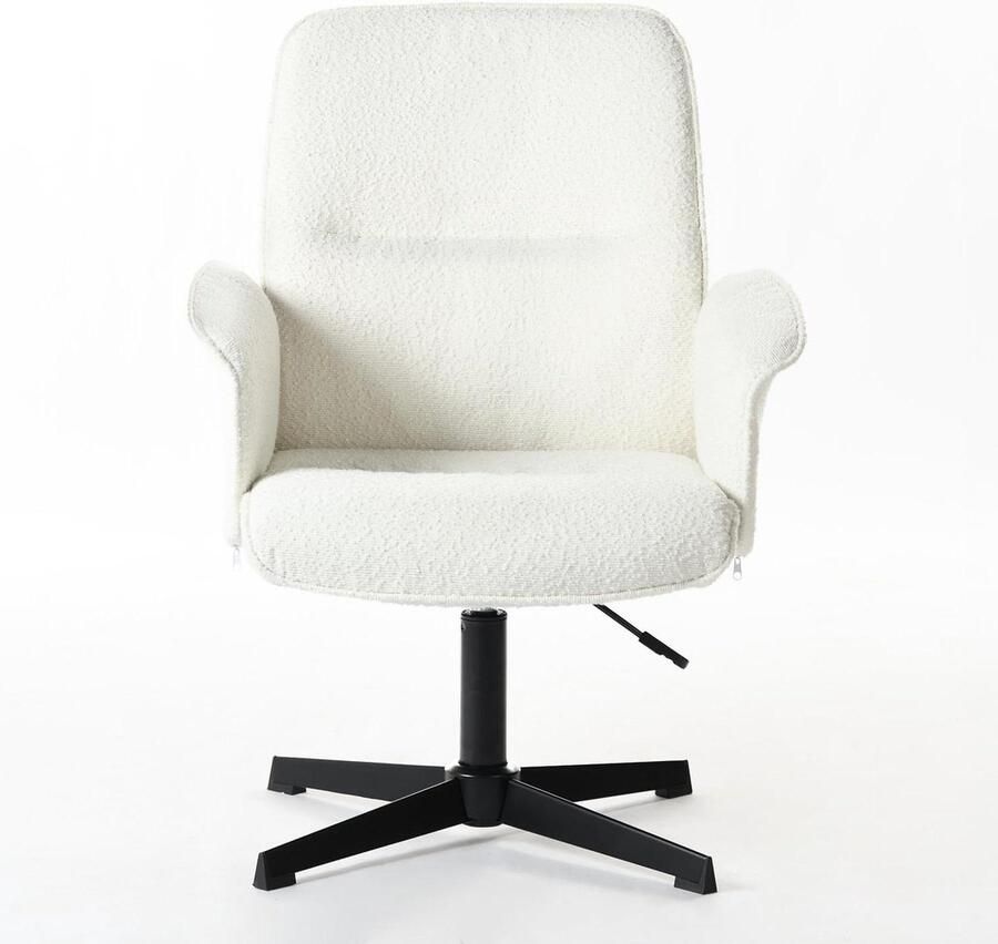 Hoogte verstelbare directiestoel van zachte stof crème beige 47 x 495 x 975 cm