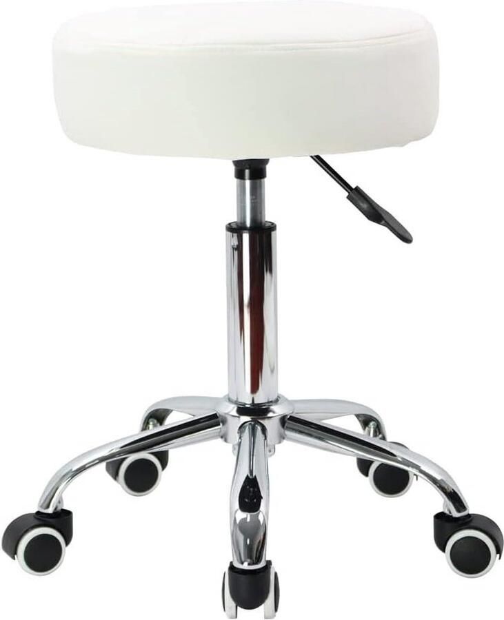 Hoogte verstelbare draaibare barkruk van synthetisch leer Wit