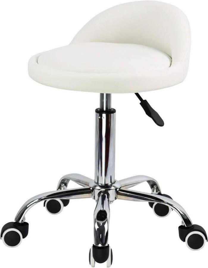Hoogte verstelbare en draaibare rolstoel met rugleuning Office kruk voor oefening en ontlasting Wit
