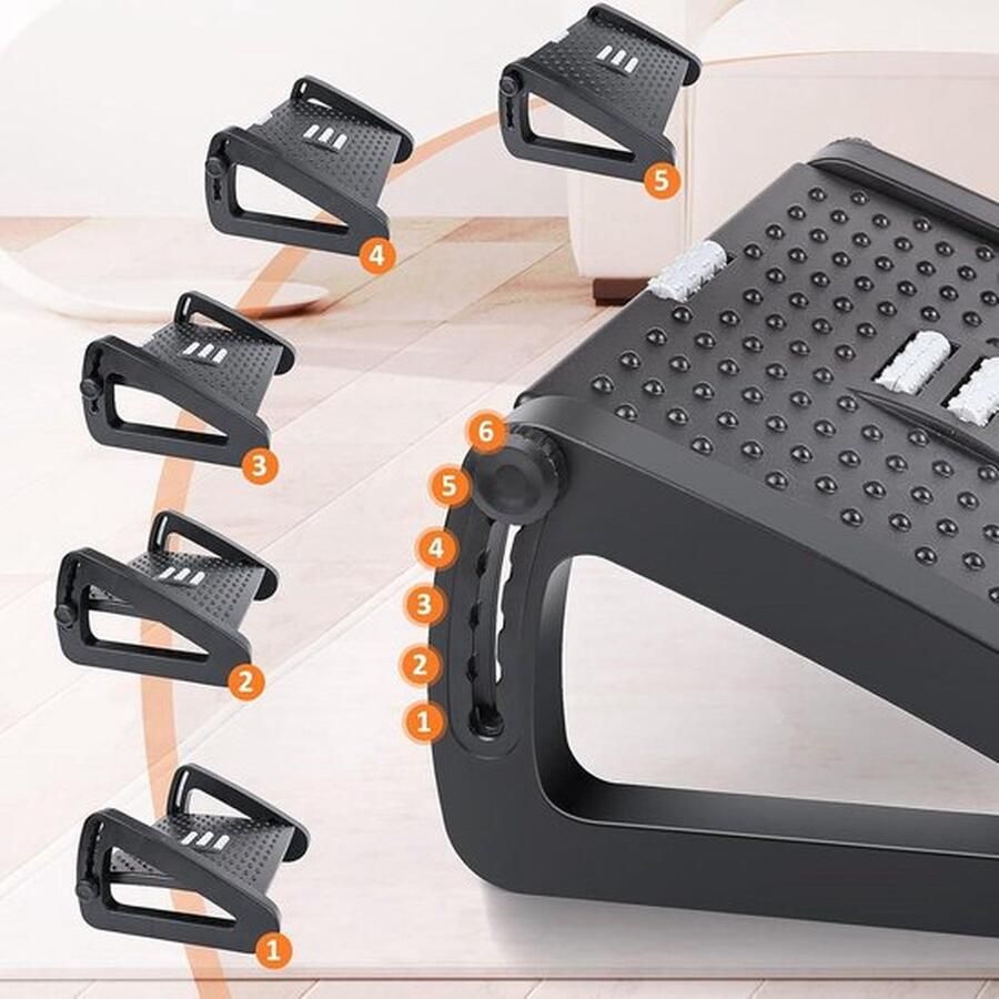 Hoogte verstelbare ergonomische voetensteun met massagefunctie voor bureau en thuiswerk Ontspanning voor benen en knieën