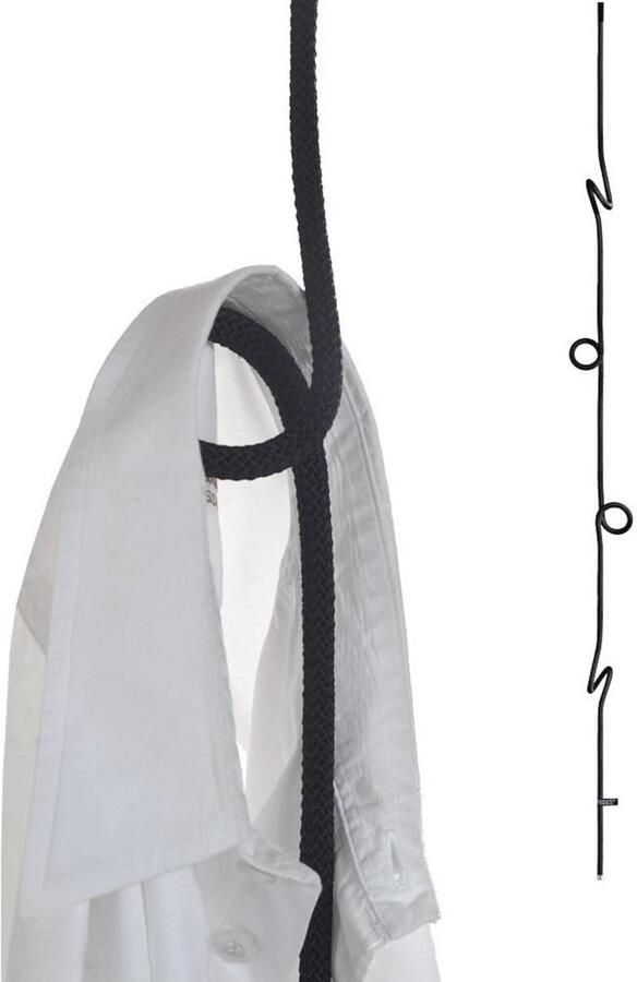 Hoogte Verstelbare Kapstok van Touw Hangend en Ruimtebesparend Zwart