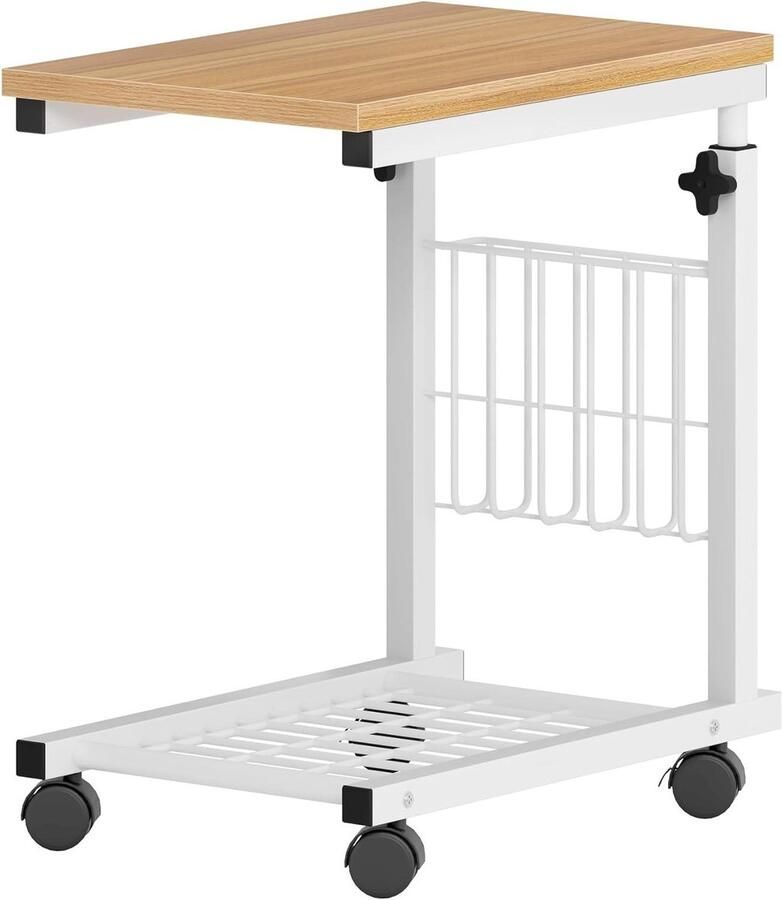 Hoogte verstelbare laptoptafel bijzettafel met wielen 48 cm x 30 cm PC-tafel voor notitieboek Banktafel voor koffie snack opslag Voor thuis