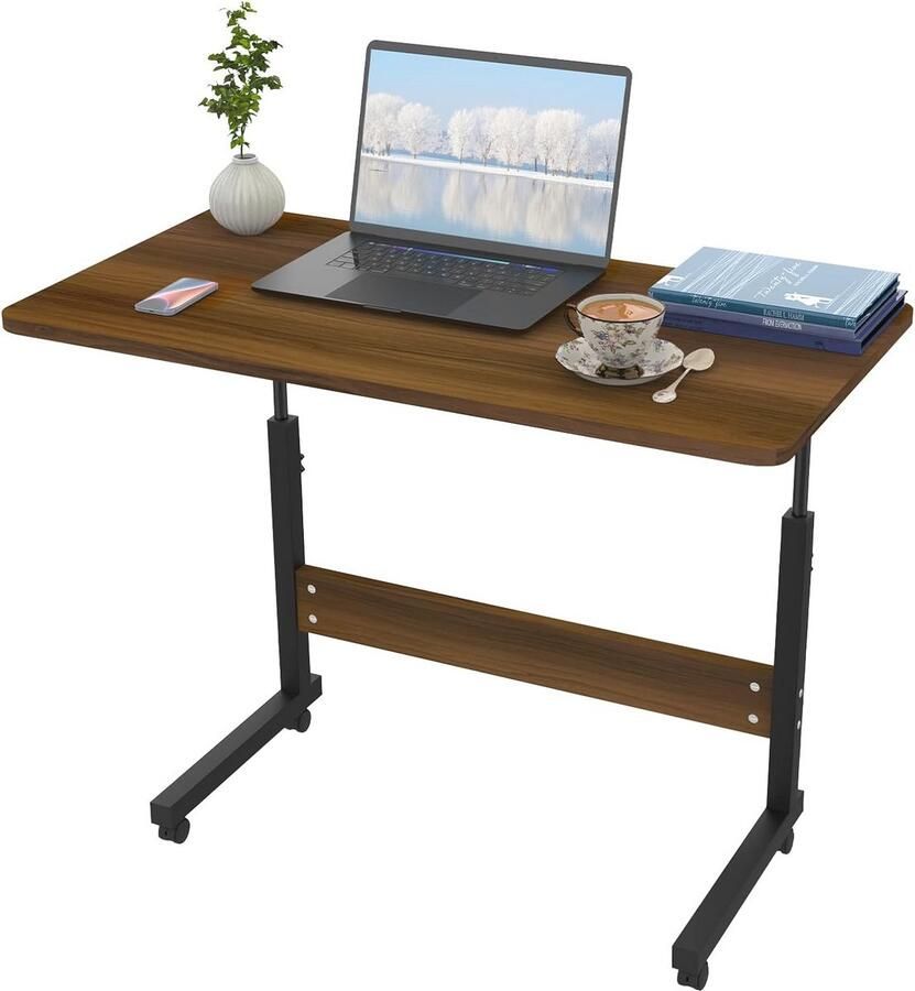 Hoogte Verstelbare Laptoptafel met Wielen Ideaal voor Kantoor en Slaapkamer