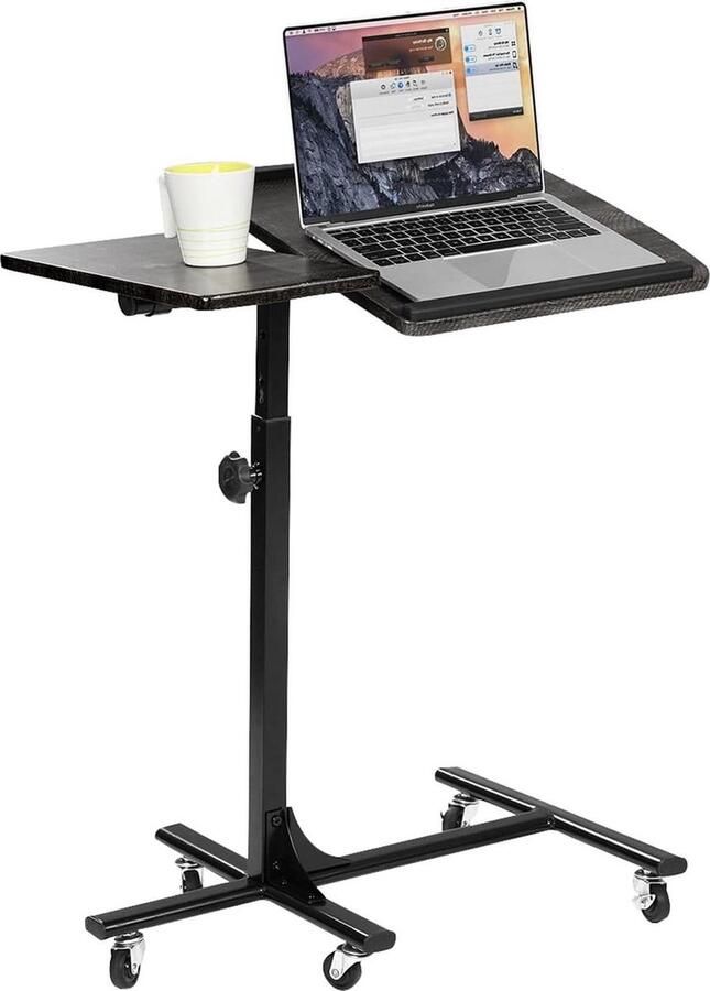 Hoogte verstelbare laptoptafel op wieltjes inklapbaar Beuken houten design