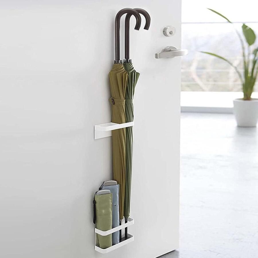 Hoogte Verstelbare Magnetische Paraplubak aan de Muur Gemonteerd Geen Ponsen nodig (Wit)