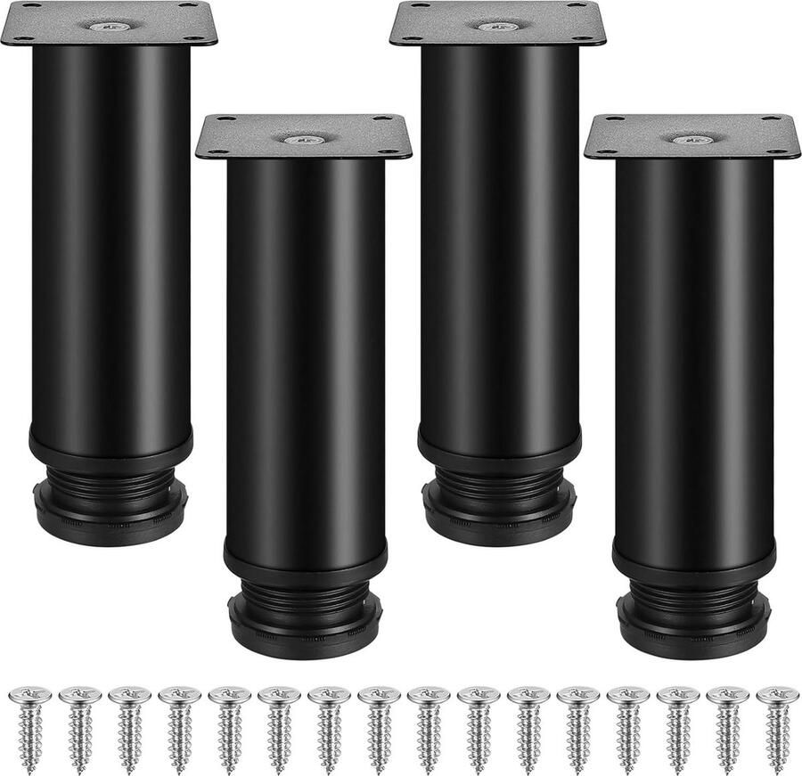 Luvetrex Hoogte Verstelbare Meubelpoten Set van 4 Roestvrij Staal Voor Meubels