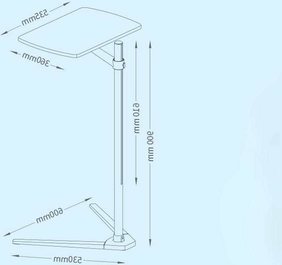 Hoogte verstelbare overbed tafelstandaard dienblad bijzettafel voor bed of bank laptop bureau (zilver-wit bord)