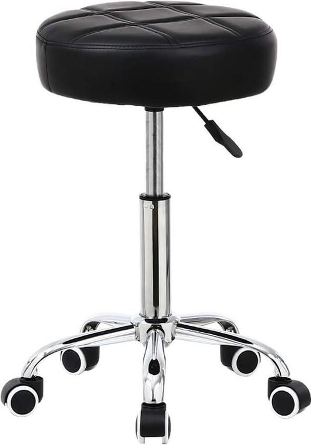 Hoogte verstelbare rolkruk comfortabele bureaukruk 51-67 cm zwart Kruk