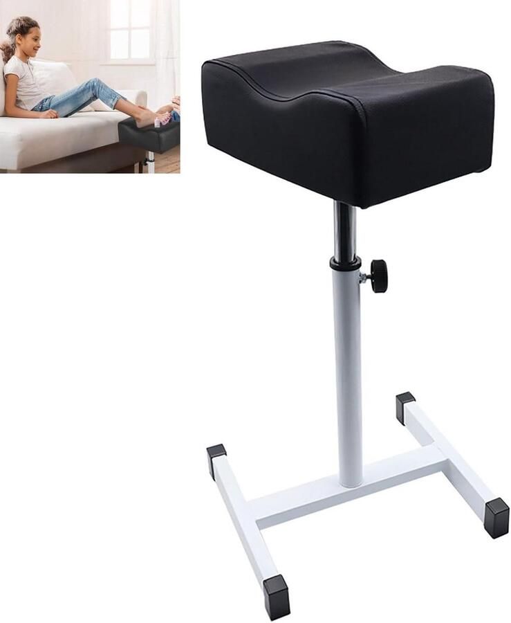 Hoogte verstelbare voetsteun voor pedicure Beensteun voor schoonheidssalons en nagelsalons (Zwart)