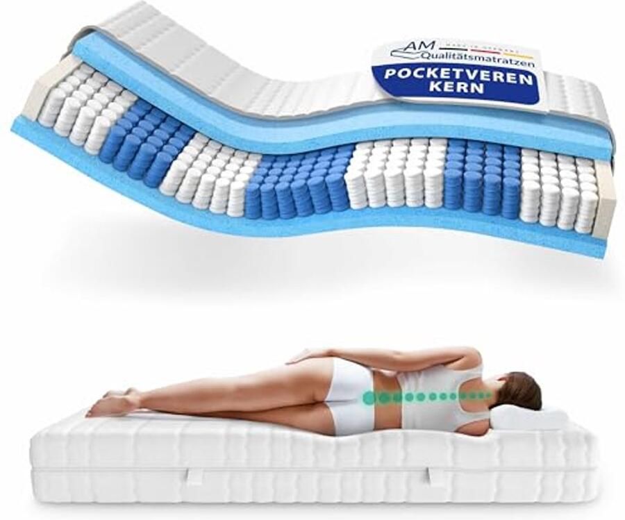 Hoogwaardig 7-Zone Pocketveringmatras 90x200 cm Orthopedisch Matras met TENCEL Lyocell Bekleding