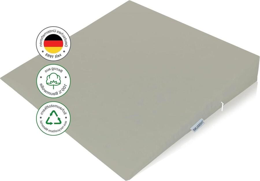 Hoogwaardig schuim ergonomische zitkussen orthopedisch kussen voor bureaustoel en auto leemgrijs met afneembare overtrek wasbaar op 60 °C