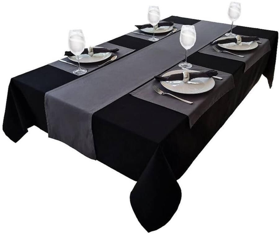 Hoogwaardig tafelkleed 100% katoen 1 stuk zwart 120x160cm