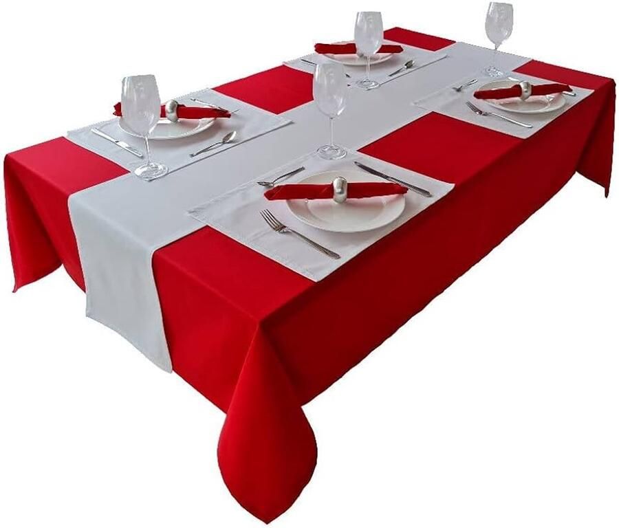 Hoogwaardig tafelkleed 150x300cm 100% katoen rood