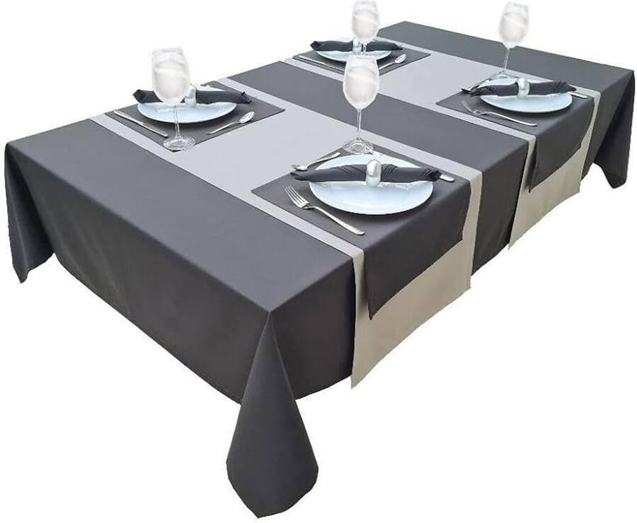 Hoogwaardig tafelkleed katoen basalt grijs 100x100cm