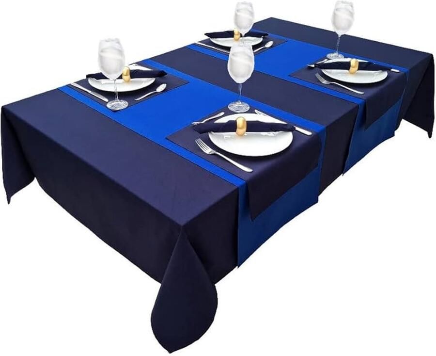 Hoogwaardig tafelkleed marineblauw 150x220cm 100% katoen