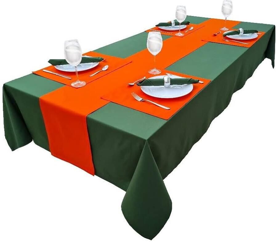 Hoogwaardig tafelkleed olijfgroen 100% katoen 150x300cm