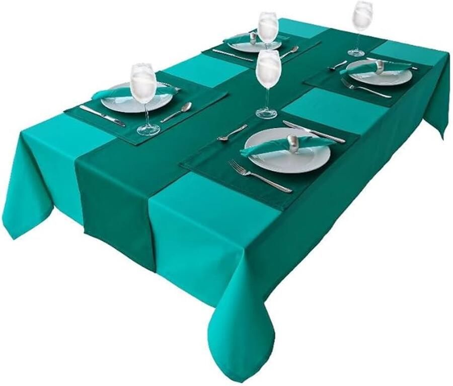 Hoogwaardig tafelkleed smaragdgroen 100% katoen 100x100cm