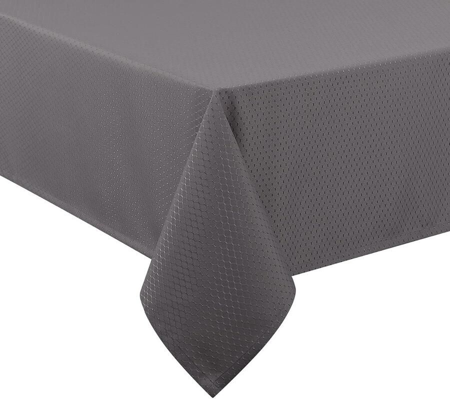 Hoogwaardig tafelkleed waterafstotend 1 stuk donkergrijs polyester 137 x 239 cm