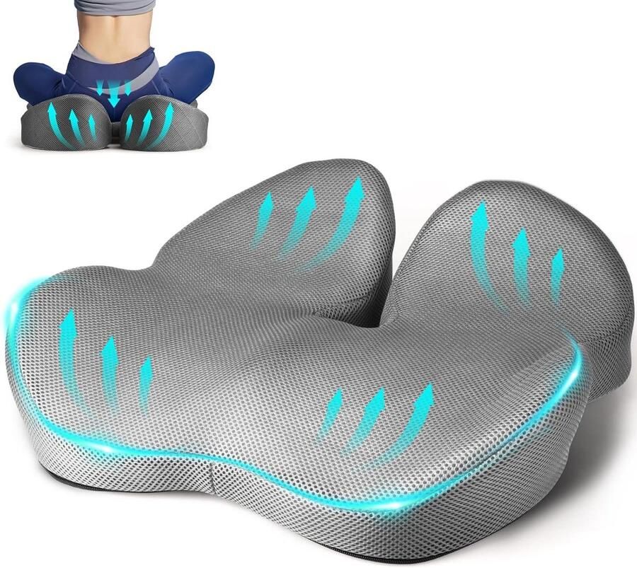 Hoogwaardig traagschuim zitkussen Orthopedisch stressvermindering ischias Ergonomisch zitkussen voor auto bank kantoor