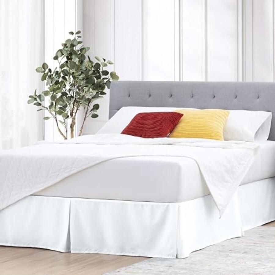 Hoogwaardige Geplooide Bedrok voor Queensize Bedden 45 cm Hoofdbord Dekking Wit