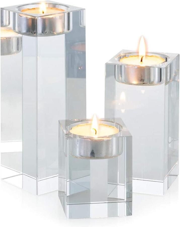 Hoogwaardige kristallen glazen kandelaar set 3-delig voor romantisch avondeten creatieve kandelaar voor bruiloft huisdecoratie eettafel en bar