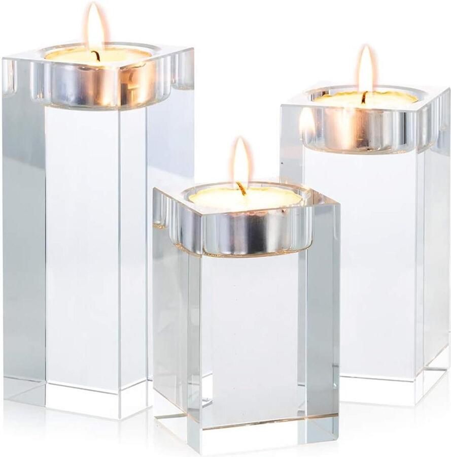 Hoogwaardige Kristallen Glazen Kandelaars set van 3 Voor Romantisch Diner Creatieve Kandelaars Bruiloft Decoratie Eettafel en Bar Huis Decoratie